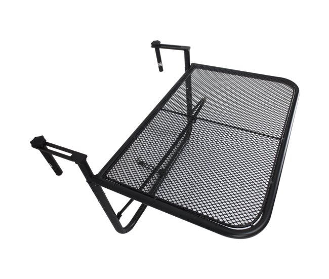 Conforama Outsunny Mesa Colgante de Balcón con Brazo Regulable y Altura Ajustable en 3 Posiciones Marco Metálico Carga Máx. 30 kg 60x56 5x45 cm Negro