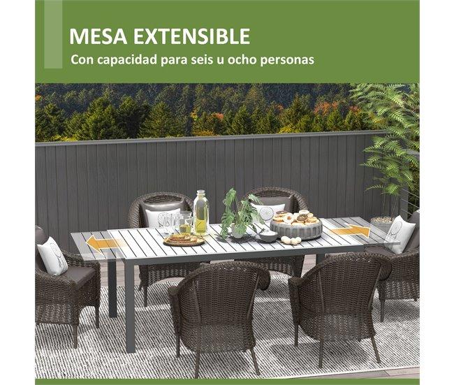 Conforama Outsunny Mesa De Jardín Extensible Mesa De Comedor Exterior Mesa De Terraza Rectangular Para 6 -8 Personas Con Marco De Aluminio Carga 50 Kg Para Balcón 180/240x94x73 Cm Gris Oscuro