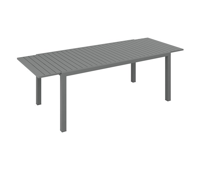 Conforama Outsunny Mesa de Jardín Extensible Mesa de Comedor Exterior Mesa de Terraza Rectangular para 6 -8 Personas con Marco de Aluminio Carga 50 kg para Balcón 180/240x94x73 cm Gris Oscuro