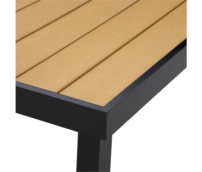 Conforama Outsunny Mesa De Jardín Rectangular Para 8 Personas Mesa De Comedor Exterior 190x90x74 Cm Con Encimera De Listones Y Estructura De Aluminio Para Terraza Balcón Natural Y Negro