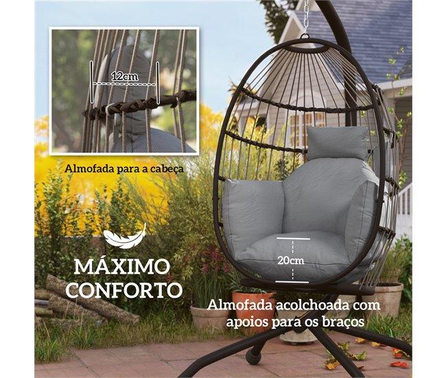 Conforama Outsunny Silla Colgante Huevo Con Soporte Columpio Jardín Exterior Con Cesta Plegable Cojín Y Reposacabezas Columpio Colgante Para Interior Y Exterior Carga 120 Kg Gris