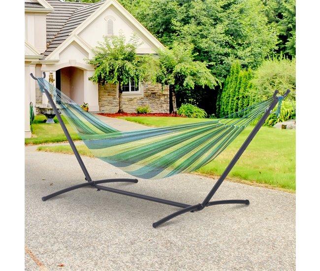 Conforama Outsunny Soporte Ajustable Para Hamaca Universal Estructura De Hierro Carga Hasta 150kg Pie Para Hamaca 280x120x110cm Negro