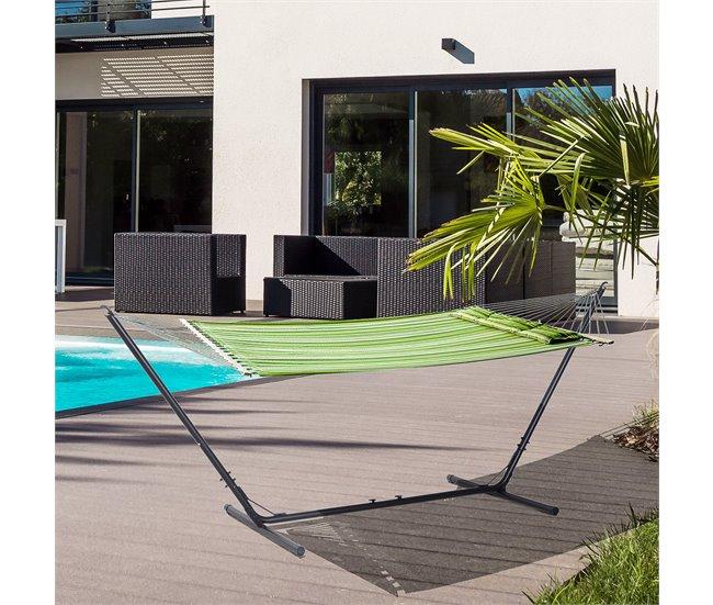 Conforama Outsunny Soporte Para Hamaca De Jardín Ajustable En Longitud 313-388x109x116 Cm Estructura De Metal Para Interiores Y Exteriores Carga Máx. 120 Kg