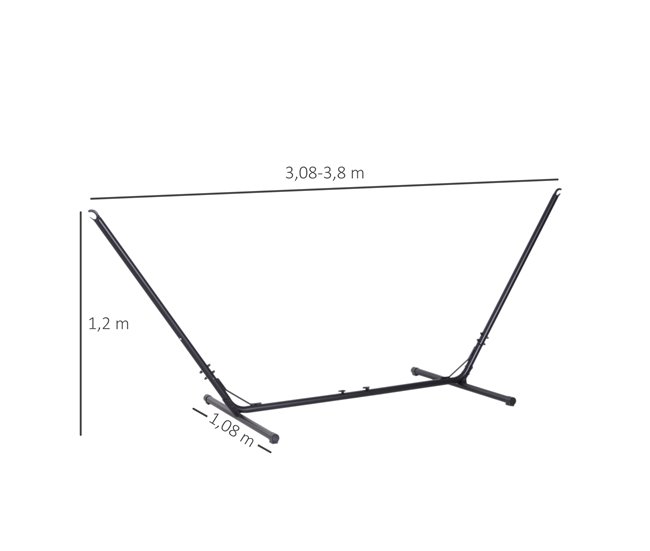 Conforama Outsunny Soporte Para Hamaca De Jardín Ajustable En Longitud 313-388x109x116 Cm Estructura De Metal Para Interiores Y Exteriores Carga Máx. 120 Kg