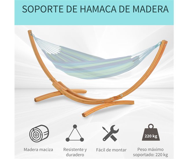 Conforama Outsunny Soporte Para Hamaca De Madera 325x120x118 Cm Estructura Para Hamaca Carga Máx. 120 Kg Para Jardín Terraza Interiores Y Exteriores Natural