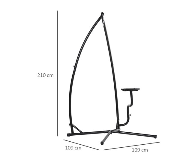 Conforama Outsunny Soporte Para Silla Colgante 190 Cm Sostén Para Columpio Con Mesita Lateral Carga Máx. 120 Kg Estructura De Metal Para Patio Jardín Negro