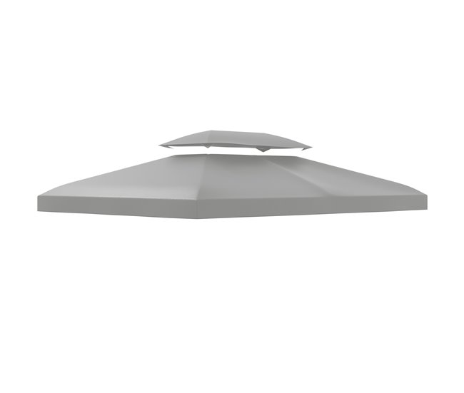 Conforama Outsunny Techo de Repuesto para Cenador 4x3 m Cubierta de Repuesto con Techo Doble 10 Orificios de Drenaje y Protección UV Toldo de Recambio para Pabellón Gazebo Gris Claro
