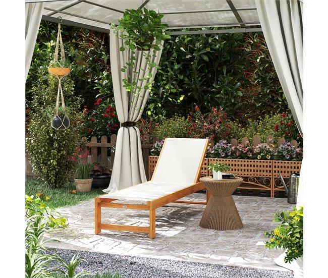 Conforama Outsunny Tumbona De Madera De Acacia Tumbona De Jardín Exterior Con Ruedas Respaldo Ajustable En 4 Niveles Carga 160 Kg Tumbona Para Patio Terraza Balcón Teca Y Gris Claro