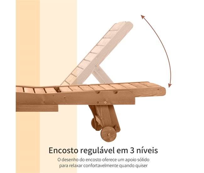 Conforama Outsunny Tumbona De Madera Exterior Silla Reclinable De Jardín Con 2 Ruedas Respaldo Ajustable En 3 Niveles Y 1 Bandeja Carga 130 Kg Para Terraza Patio Natural