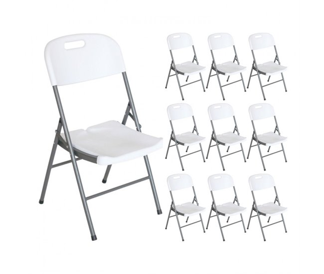 Conforama Pack 10 Sillas Plegables con Asa 47x58x87cm Blanco O91