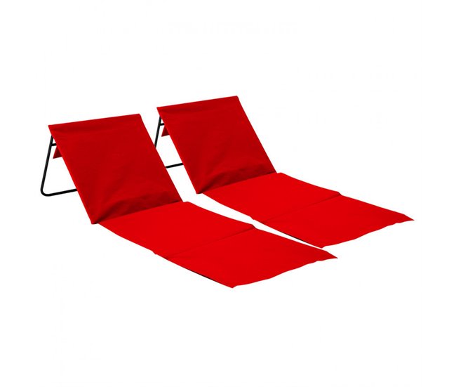 Conforama Pack 2 Esterillas Plegables de Playa Acolchadas con Respaldo Rojo 153x51x42cm 7house