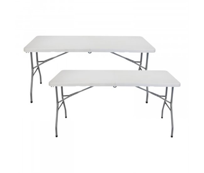 Conforama Pack 2 Mesas Plegables 150cm Rectangular Blanca Catering 7house