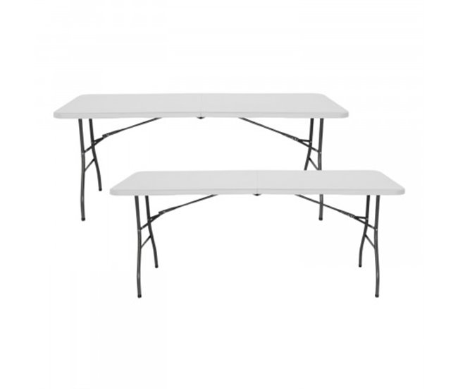 Conforama Pack 2 Mesas Plegables 240cm Rectangular Blanca Catering Thinia Home