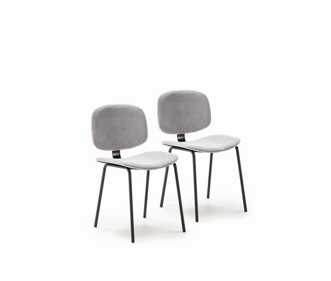 Conforama Pack 2 Sillas De Cocina DECO II Fija Pana Gris