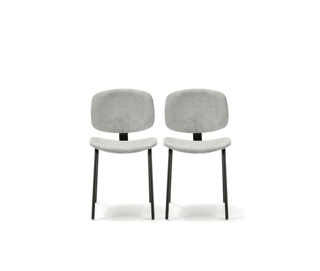 Conforama Pack 2 sillas de cocina DECO II fija pana gris