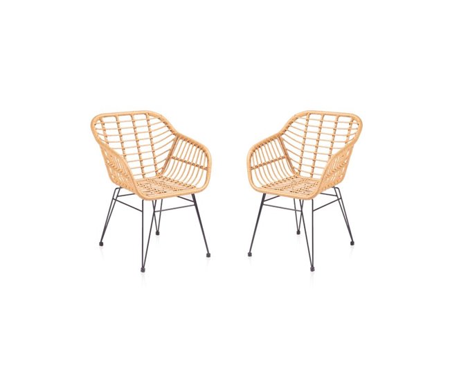 Conforama Pack 2 Sillas De Exterior Zaza Rattan 61 X 82 X Cm