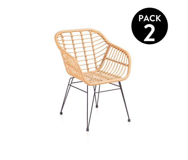 Conforama Pack 2 sillas de exterior Zaza Rattan 61 x 82 x cm