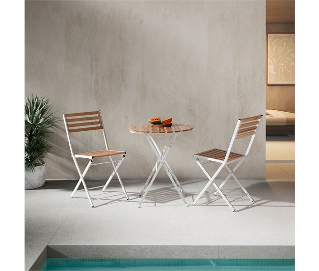 Conforama Pack 2 Sillas De Jardín Plegables Ambar De Madera Y Metal