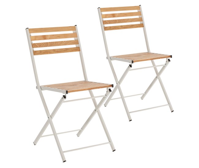 Conforama Pack 2 sillas de Jardín Plegables Ambar de Madera y Metal