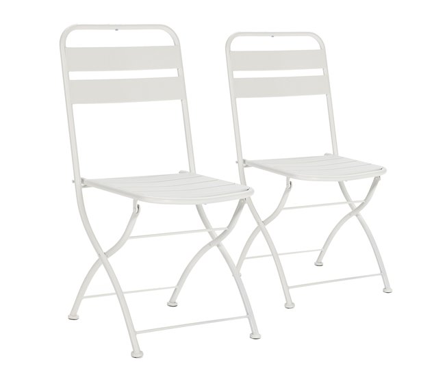 Conforama Pack 2 sillas de Jardín Plegables Perla de Metal