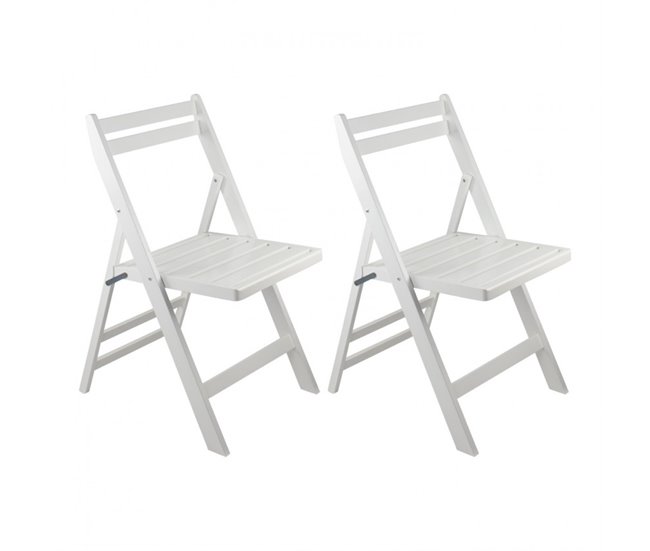 Conforama Pack 2 Sillas Plegables de Madera de Bambú Biano Blanco 46x44x78cm O91