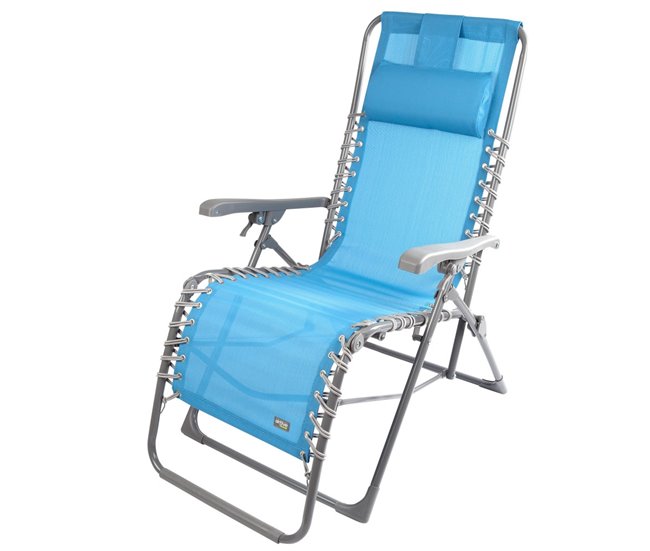 Conforama Pack 2 sillas tumbonas plegables jardín gravedad cero azul c/cojín Aktive