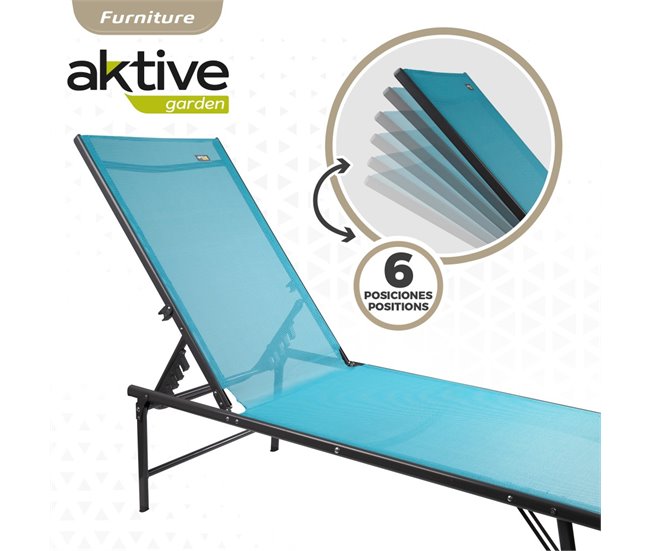 Conforama Pack 2 Tumbonas Jardín Plegables 6 Posiciones Azul Aktive