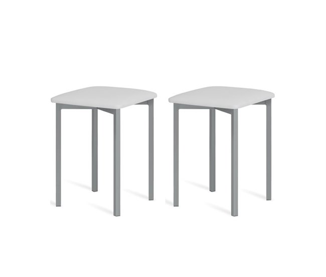 Conforama Pack 2 unidades taburetes bajos BENE blanco