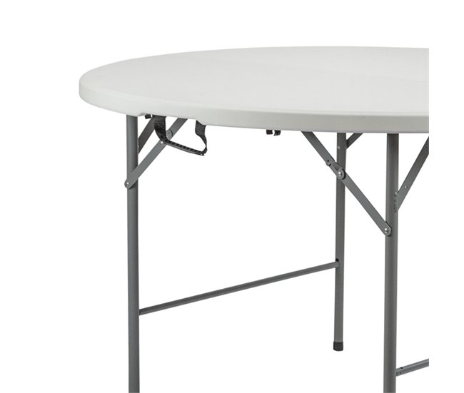Conforama Pack 3 Mesas Plegables Portátiles Resina Ø121cm Blanco Efecto Granito 7house