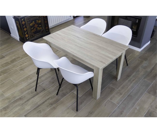 Conforama Pack 4 Sillas Comedor Blanca SIMPLY Con Asiento De Plástico Y Patas De Metal Sillas De Cocina Y Salón