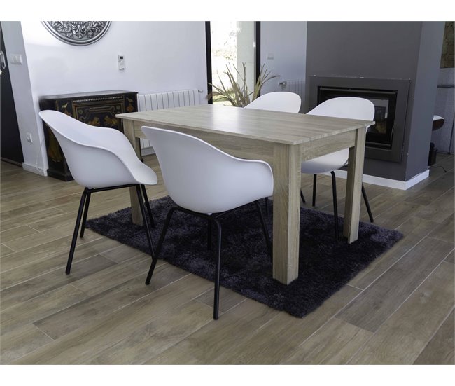 Conforama Pack 4 Sillas Comedor Blanca SIMPLY Con Asiento De Plástico Y Patas De Metal Sillas De Cocina Y Salón