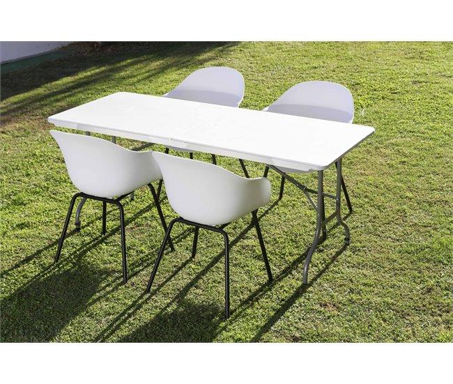 Conforama Pack 4 Sillas Comedor Blanca SIMPLY Con Asiento De Plástico Y Patas De Metal Sillas De Cocina Y Salón