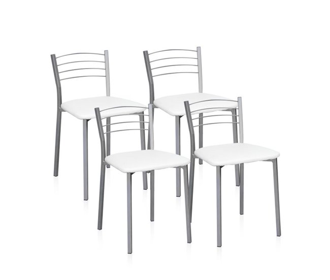 Conforama Pack 4 Sillas De Cocina Chef-S Gris - Blanco 41 X 63 X Cm