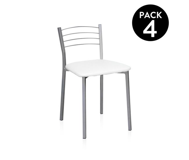 Conforama Pack 4 sillas de cocina Chef-S Gris - Blanco 41 x 63 x cm