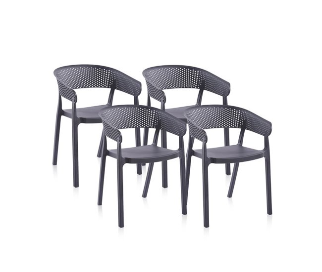 Conforama Pack 4 sillas de exterior Diza Antracita 54 x 73 5 x cm