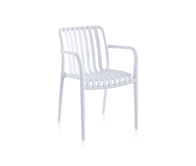 Conforama Pack 4 Sillas De Exterior Jamie Arm Blanco 57 5 X 81 X Cm