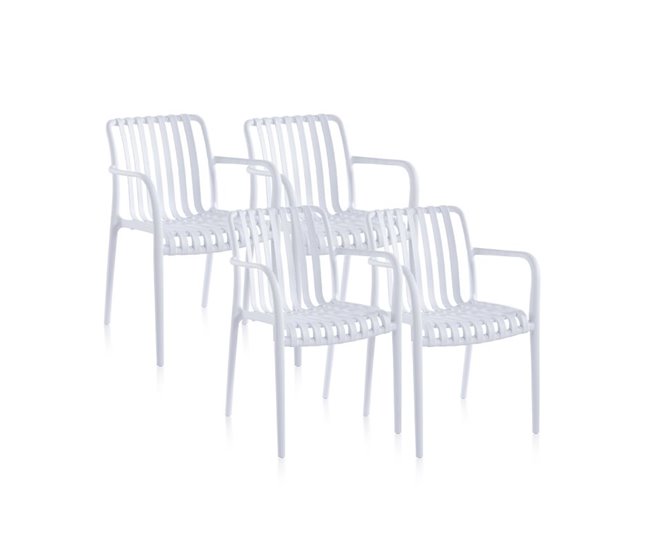 Conforama Pack 4 sillas de exterior Jamie Arm Blanco 57 5 x 81 x cm
