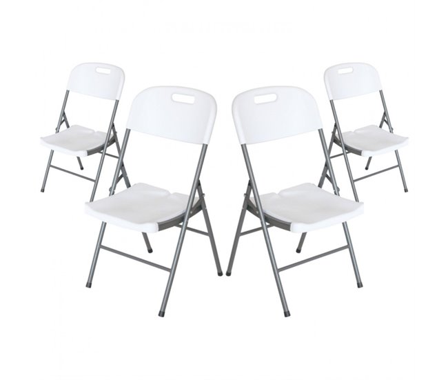 Conforama Pack 4 Sillas Plegables con Asa 47x58x87cm Blanco O91