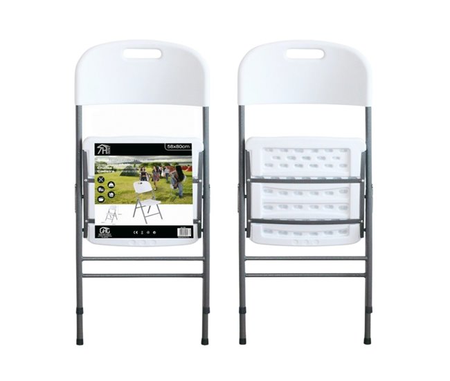 Conforama Pack 4 Sillas Plegables Con Asa Blancas 47x58x87cm 7house