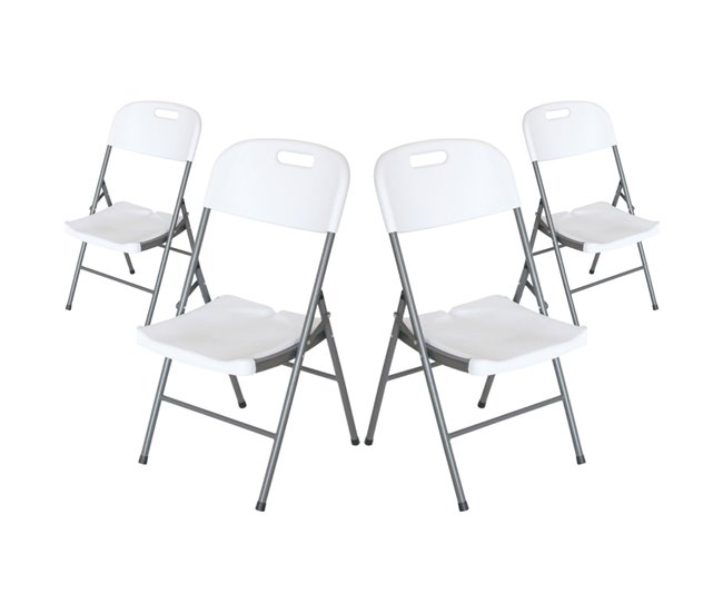 Conforama Pack 4 Sillas Plegables con Asa Blancas 47x58x87cm 7house
