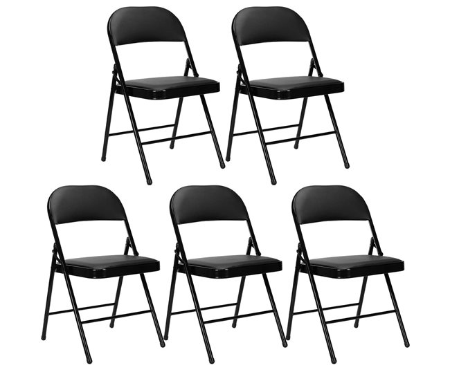 Conforama Pack 5 Sillas Plegables Acolchadas Negras 7house
