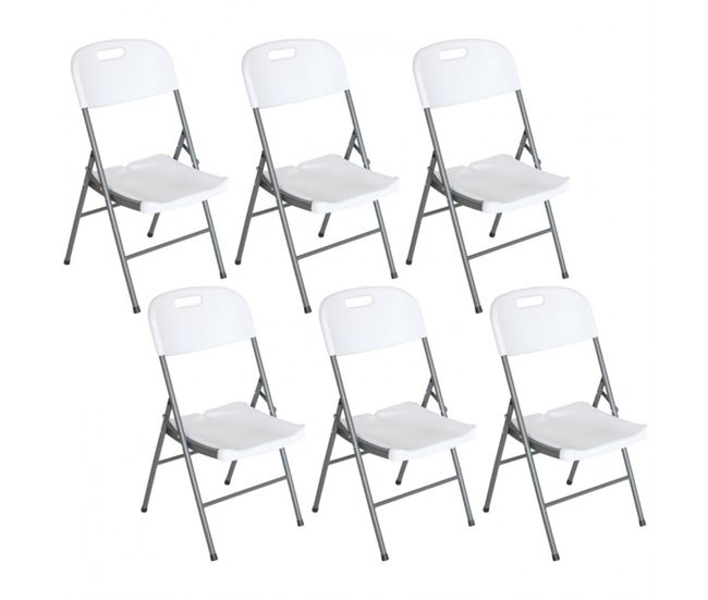 Conforama Pack 6 Sillas Plegables con Asa 47x58x87cm Blanco Thinia Home
