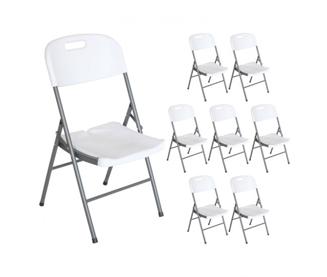 Conforama Pack 8 Sillas Plegables con Asa 47x58x87cm Blanco O91