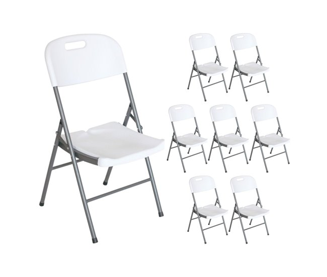 Conforama Pack 8 Sillas Plegables con Asa Blancas 47x58x87cm 7house