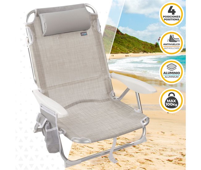 Conforama Pack Ahorro 2 Sillas Playa Ibiza Multiposición C/cojín Y Bolsillo 51x45x76 Cm Aktive