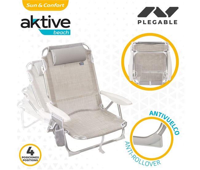 Conforama Pack Ahorro 2 Sillas Playa Ibiza Multiposición C/cojín Y Bolsillo 51x45x76 Cm Aktive