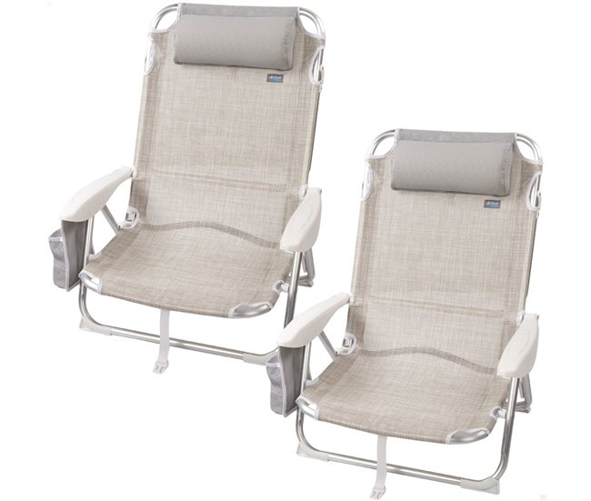 Conforama Pack ahorro 2 sillas playa Ibiza multiposición c/cojín y bolsillo 51x45x76 cm Aktive