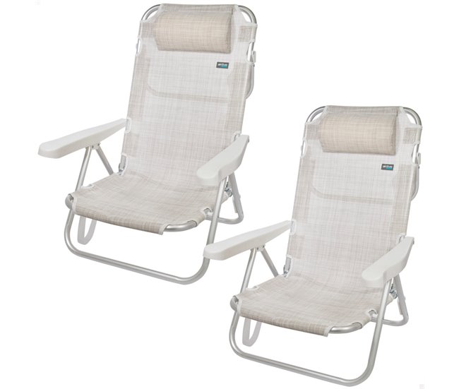 Conforama Pack ahorro 2 sillas playa Ibiza multiposición c/cojín 48x45 5x84 cm Aktive