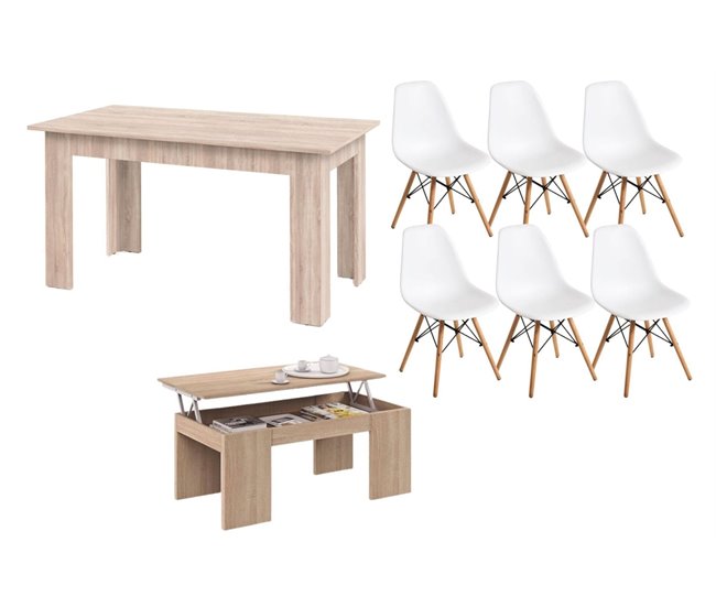 Conforama Pack Ahorro: Mesa De Comedor + 6 Sillas + Mesa De Centro