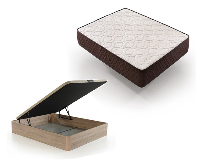Conforama Pack Colchon + Canape Abatible Descansin | 90 x 190 | Beis | Maxima Comodidad | Gran Almacenaje